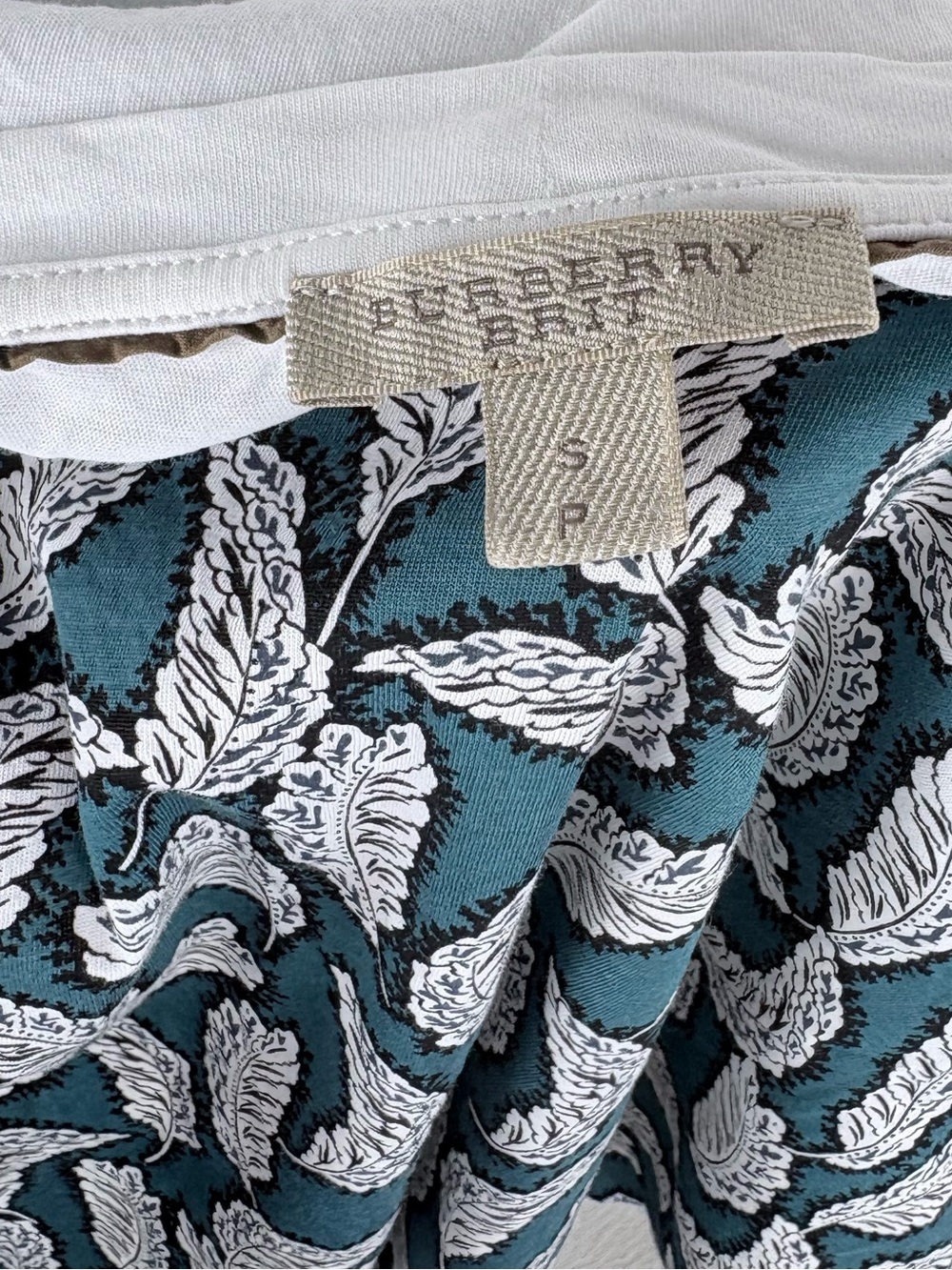 Burberry Brit Cotton Short Sleeve Tee, Teal and White, Size Small - Picture 5 of 9